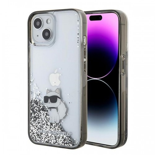 Karl Lagerfeld KLHCP15SLKCNSK iPhone 15 6.1" transparent hardcase Liquid Glitter Choupette image 1