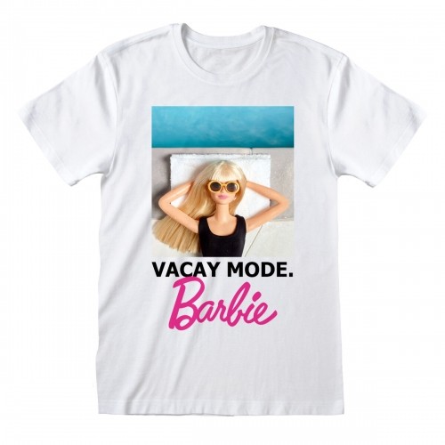 Krekls ar Īsām Piedurknēm Barbie Vacay Mode Balts Unisekss image 1
