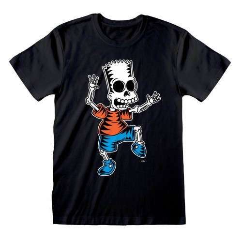 Футболка с коротким рукавом The Simpsons Skeleton Bart Чёрный Унисекс image 1