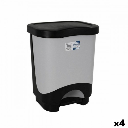 Waste bin with pedal Tontarelli Idea 24 L Black Grey 35 x 29 x 44,5 cm (4 Units) image 1
