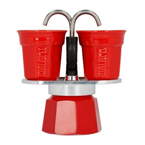 Italian Coffee Pot Bialetti 2 Cups Red Metal Aluminium 100 ml image 1