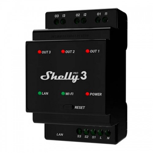 DIN Rail Smart Switch Shelly Pro 3 with dry contacts, 3 channels image 1