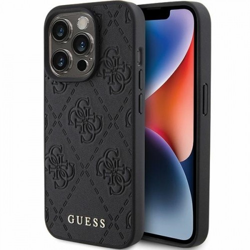 Guess GUHCP15XP4EPMK iPhone 15 Pro Max 6.7" czarny|black hardcase Leather 4G Stamped image 1