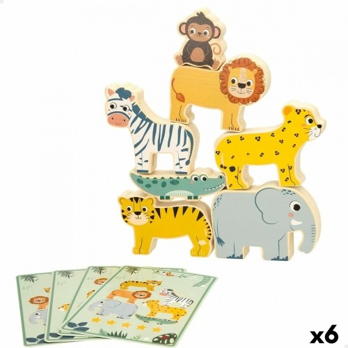 Building Game + Figures Woomax animals 16 Pieces 7 x 7 x 1,5 cm (6 Units) image 1