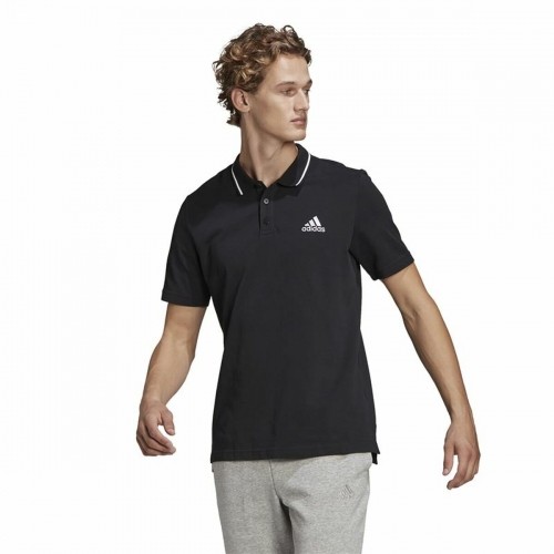 Vīriešu Polo ar Īsām Piedurknēm Adidas Aeroready essentials Melns image 1