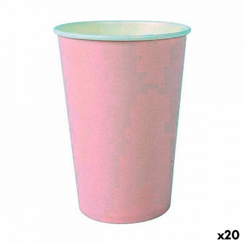 Set of glasses Algon Disposable Cardboard Pink 20 Pieces 220 ml (20 Units) image 1