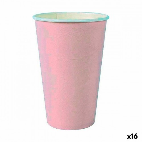 Set of glasses Algon Disposable Cardboard Pink 7 Pieces 450 ml (16 Units) image 1