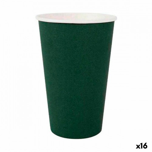 Set of glasses Algon Disposable Cardboard Green 7 Pieces 450 ml (16 Units) image 1