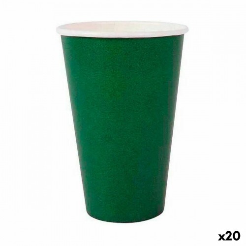 Set of glasses Algon Disposable Cardboard Green 10 Pieces 350 ml (20 Units) image 1