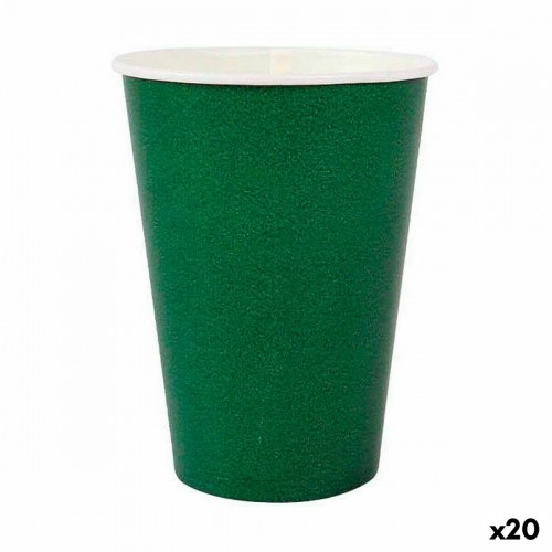 Set of glasses Algon Disposable Cardboard Green 20 Pieces 220 ml (20 Units) image 1