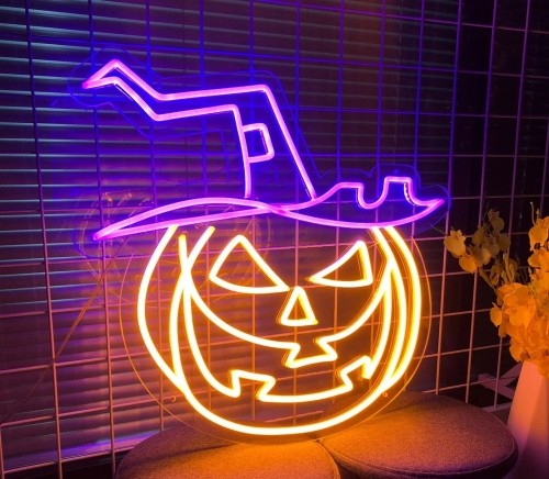 Neon PLEXI LED PUMPKIN WITCH purple orange FPNE17 Forever Light image 1