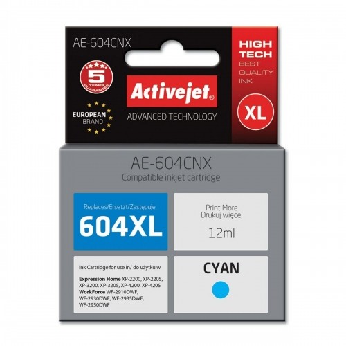 Compatible Ink Cartridge Activejet AE-604CNX Cyan image 1