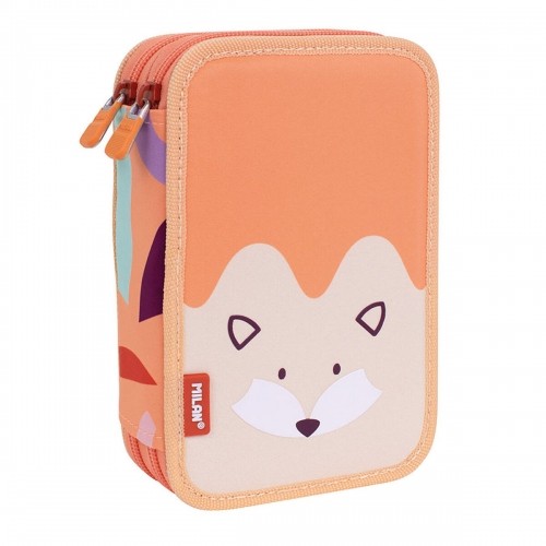 Double Pencil Case Milan Fun Animals Orange 19,5 x 13 x 5 cm 36 Pieces image 1