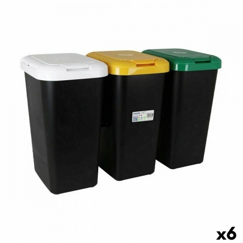 Recycling Waste Bin Tontarelli Yellow White Green (6 Units) image 1