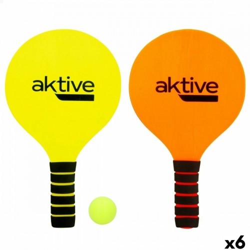 Пляжные лопатки с мячом Aktive Жёлтый Оранжевый 18,5 x 32,5 cm (6 штук) image 1
