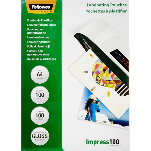 Laminating sleeves Fellowes 5351111 Laminator Transparent A4 (100 Units) image 1