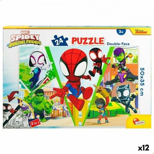 Child's Puzzle Spidey Double-sided 50 x 35 cm 24 Pieces (12 Units) image 1