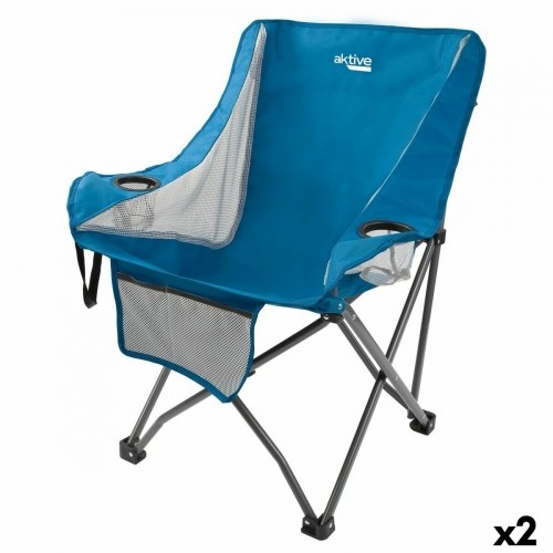 Foldable Camping Chair Aktive Blue 48 x 86 x 50 cm (2 Units) image 1