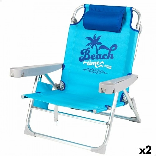 Beach Chair Aktive Foldable Blue 53 x 80 x 58 cm (2 Units) image 1