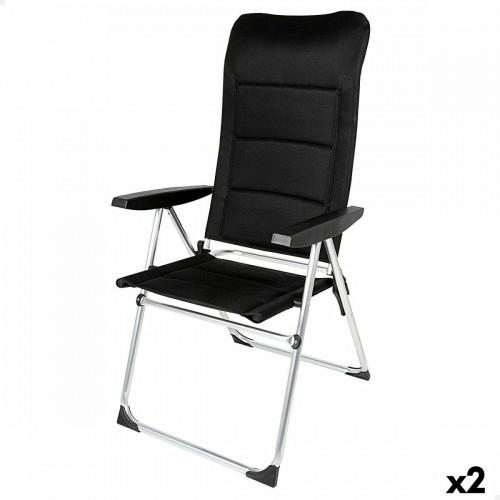 Beach Chair Aktive Deluxe Foldable Black 49 x 123 x 67 cm (2 Units) image 1