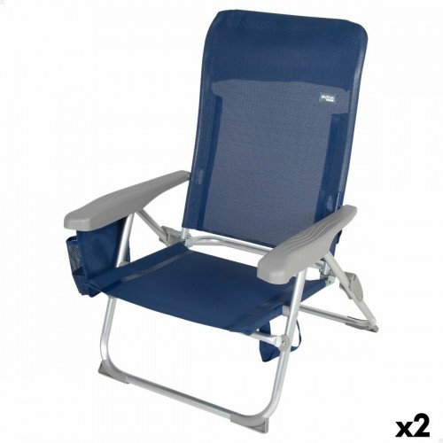 Pludmales krēsls Aktive Slim Locīšana Tumši Zils 47 x 87 x 58 cm (2 gb.) image 1