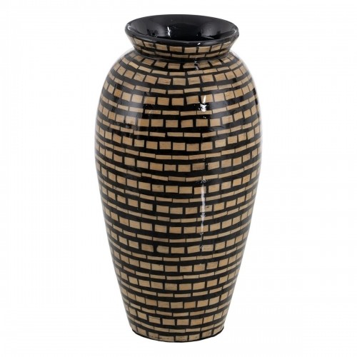 Vase Black Beige Bamboo 21 x 21 x 40 cm image 1