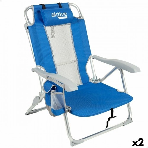 Beach Chair Aktive Blue White 49 x 78 x 56 cm (2 Units) image 1