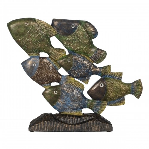 Decorative Figure Blue Brown Green Fish 60 x 11,5 x 52 cm image 1
