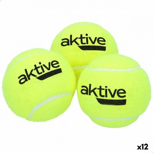 Tennis Balls Aktive 3 Pieces Yellow 12 Units image 1