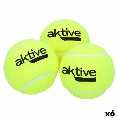 Tennis Balls Aktive Pro 3 Pieces Yellow 6 Units image 1