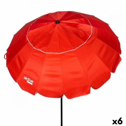 Пляжный зонт Aktive Красный Алюминий 220 x 215 x 220 cm (6 штук) image 1