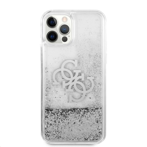 GUHCP12LLG4GSI Guess TPU Big 4G Liquid Glitter Silver Case for iPhone 12 Pro Max Transparent image 1