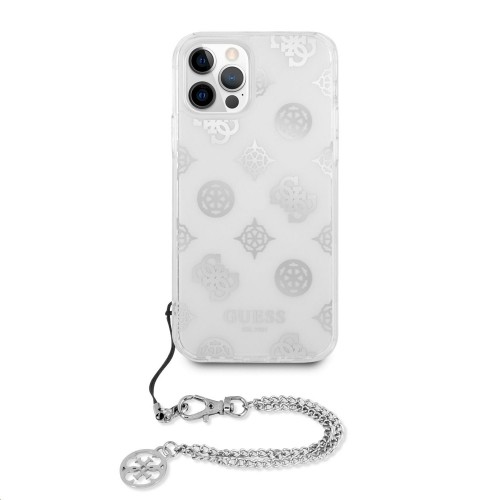 GUHCP12LKSPESI Guess PC Chain Peony Case for iPhone 12 Pro Max Silver image 1