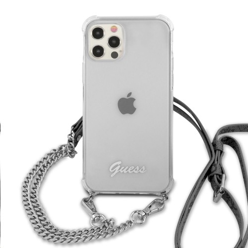 GUHCP12LKC4GSSI Guess PC Silver 4G Chain and Script Case for iPhone 12 Pro Max Transparent image 1