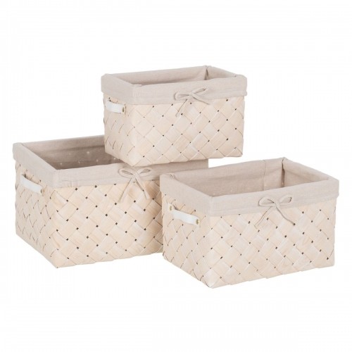 Basket set White Wood Fabric 39,5 x 30 x 24 cm (3 Units) image 1