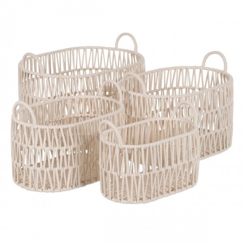 Set of Baskets White Rope 50 x 36 x 36 cm (4 Units) image 1