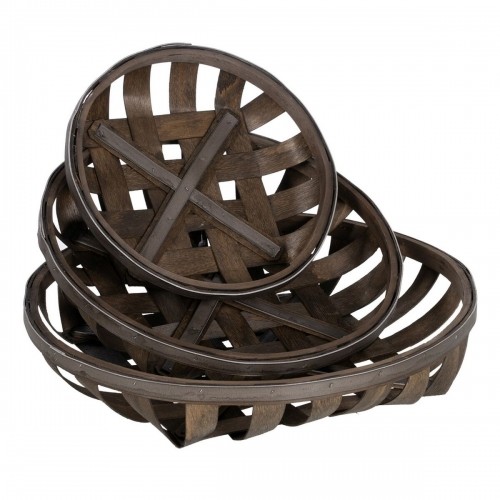 Basket set Brown Wood 51 x 51 x 9 cm (3 Units) image 1