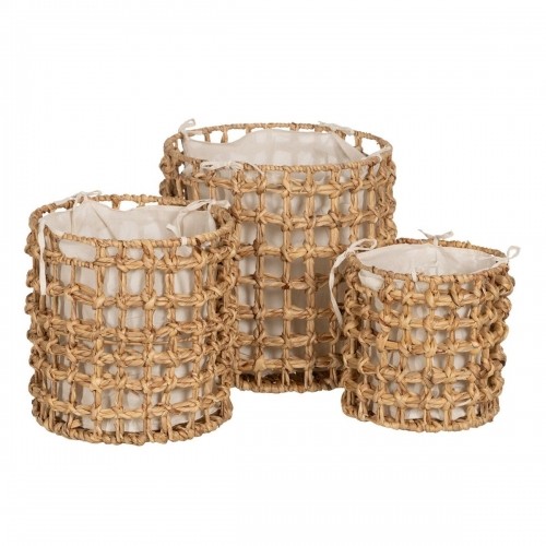 Set of Baskets Beige Cream Natural Fibre 45 x 45 x 45 cm (3 Units) image 1