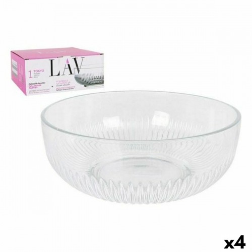 Salad Bowl LAV CP112-1 Transparent Crystal 23 x 23 x 10 cm (4 Units) (2600 cc) (ø 23 x 9,4 cm) image 1