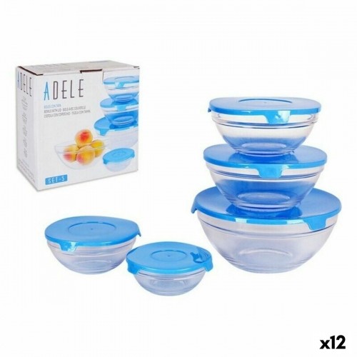Bowl Adele With lid Stackable 5 Pieces Blue 17 (12 Units) image 1