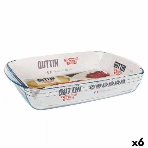 Oven Dish Quttin   Transparent Glass Rectangular 5 L 40,2 x 26,4 x 7 cm (6 Units) image 1