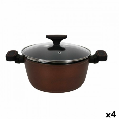 Casserole with glass lid Quttin Sahara Toughened aluminium Brown 42 x 29 x 4,5 cm (4 Units) image 1