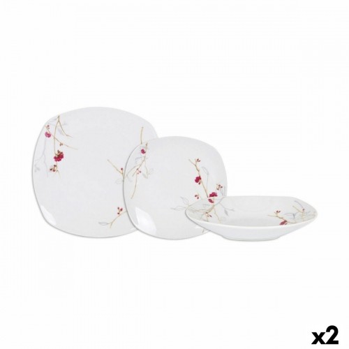 Pusdienas Aprīkojuma Komplekts Home Style Sakura 18 Daudzums Porcelāns Kvadrāta (2 gb.) image 1