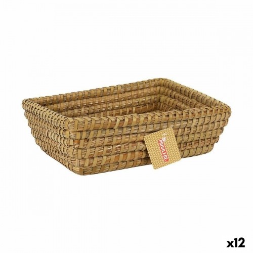 Multi-purpose basket Privilege Korne Brown wicker Rectangular 30 x 23 x 9 cm (12 Units) image 1