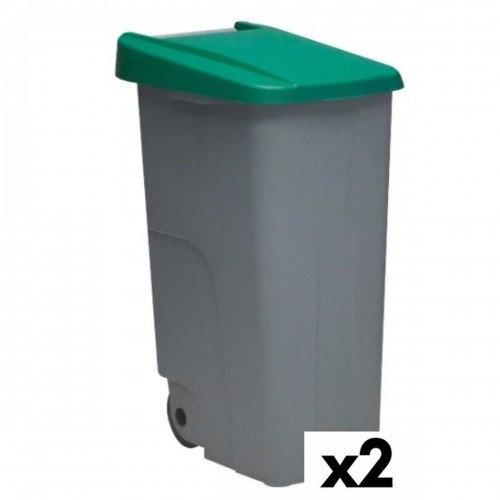 Dustbin with Wheels Denox 85 L Green 58 x 41 x 76 cm image 1