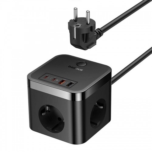 Wall charger Baseus PowerCombo 3AC+2U+2C 30W, 1.5m (black) image 1