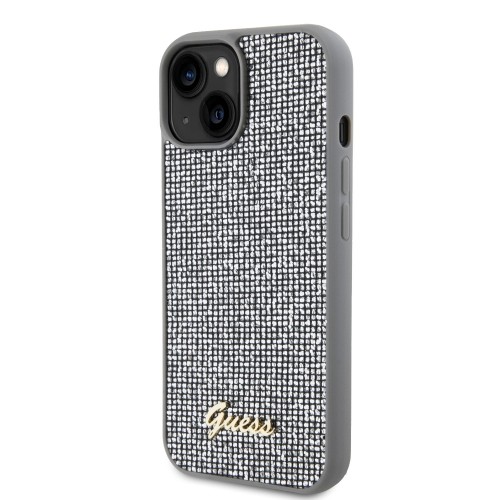 Guess PU Square Mirror Script Logo Case for iPhone 15 Silver image 1