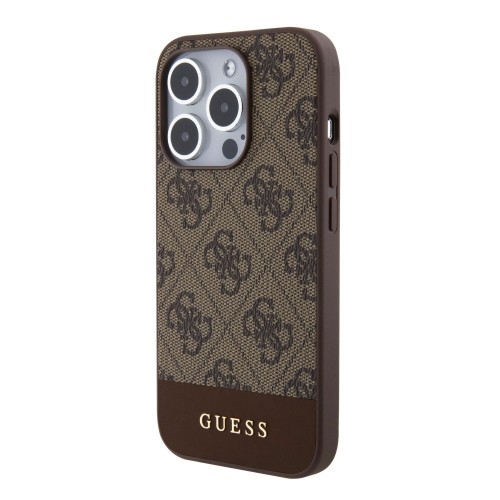 Guess PU 4G Stripe MagSafe Case for iPhone 15 Pro Max Brown image 1