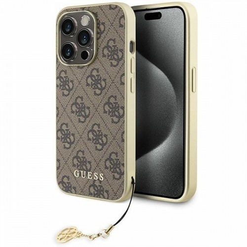 Guess GUHCP15XGF4GBR iPhone 15 Pro Max 6.7" brązowy|brown hardcase 4G Charms Collection image 1