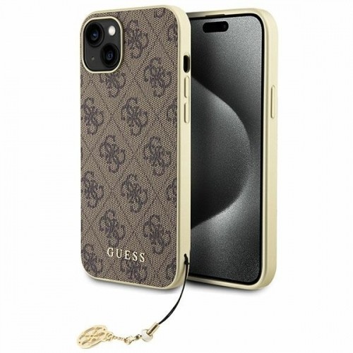 Guess GUHCP15SGF4GBR iPhone 15 6.1" brązowy|brown hardcase 4G Charms Collection image 1